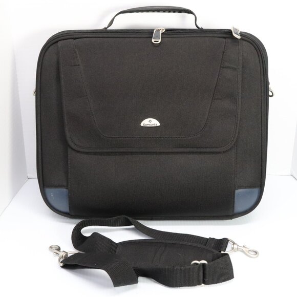 Samsonite Laptop Bag Briefcase Soft Messenger Black w/ Strap - Picture 1 of 16